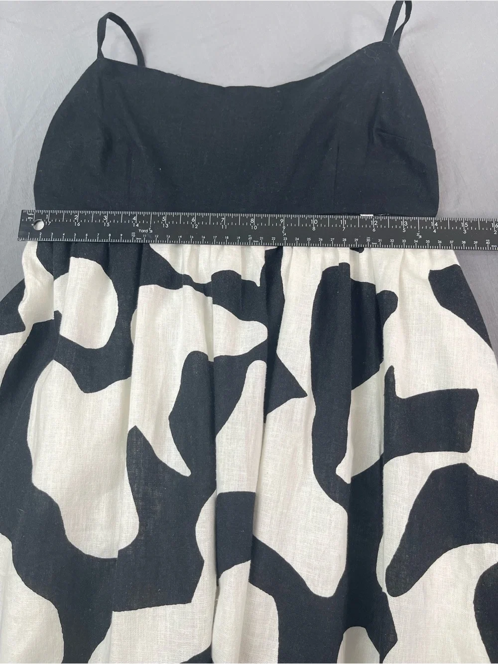 Abercrombie‎ & Fitch Tie Back Babydoll Maxi Dress M Black White Linen Blend